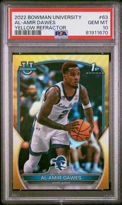 2022 Bowman Chrome University #63 Al-Amir Dawes Yellow #/75 PSA 10 - Image 1 of 2