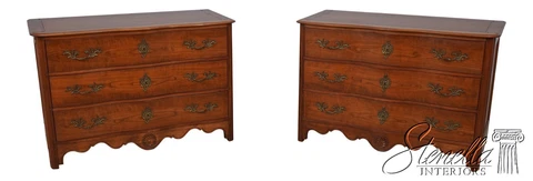 60718EC: Pair BAKER French Style Cherry 3 Drawer Commode Chests Cover