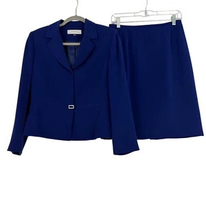 Tahari ASL Set Tuta Donna 8 Due Pezzi Blazer e Gonna Singolo Bottone Blu - Foto 1 di 24