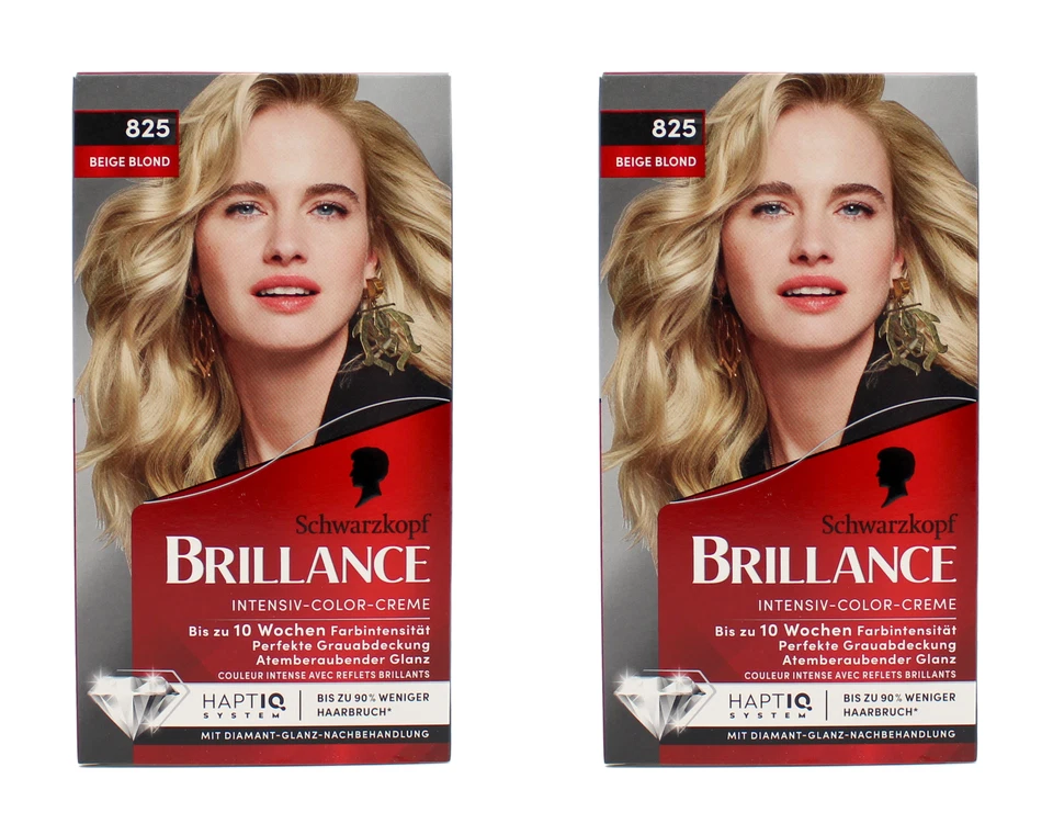 2x Schwarzkopf Brillance Intensiv-Color-Creme 825 Beige Blond EAN4015100801170