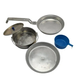 Kit de desorden de aluminio vintage Boy Scouts of America juego de 2 sartenes plato taza campamento guerra de cocina - Imagen 1 de 12