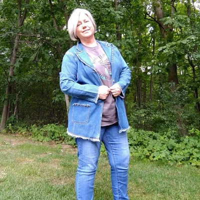 Jaqueta jeans vintage Cervelle longa ajustada blazer jeans acabamento cravejado tamanho grande - Imagem 1 de 4