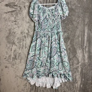 Ava And Yelly Dress Girls 12 Green Paisley Ruffle Smocked Bohemian Cottagecore - Picture 1 of 12