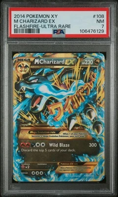 2014 POKEMON XY FLASHFIRE ULTRA RARE #108 M CHARIZARD EX PSA 7 - Image 1 of 2
