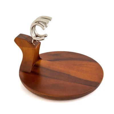 Plato/tablero de charcutería Nambe madera de acacia Navidad reno con esparcidores Foto 1 de 3