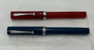 Plumas estilográficas Sheaffer vintage rojas y azules sin tonterías con plumillas itálicas - Imagen 1 de 16