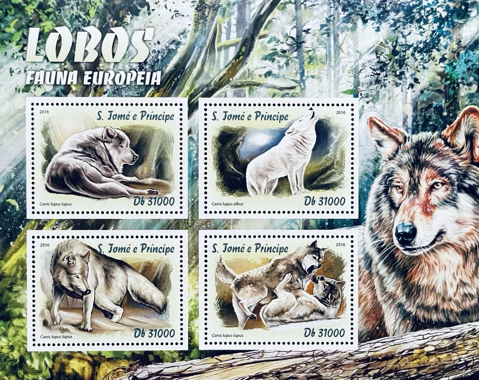 SELLOS DE LOBO DE LAS ISLAS DE SAN TOMÁS Y EL PRÍNCIPE 2016 MNH ANIMALES SALVAJES LOBOS VIDA SILVESTRE Foto 1 de 1