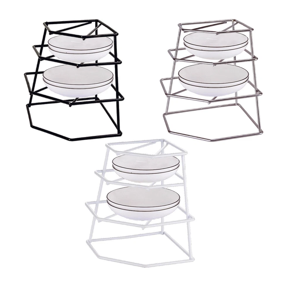 4 Tier Kitchen Corner Plate Rack Frying Pan Shelf Insert Organiser Tidy Rack - Image 1 of 1