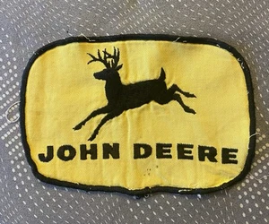JOHN DEERE Cloth Patch large - retro 1956-1968 sew on Yellow/Black 6.25” x 4.25” - Picture 1 of 2