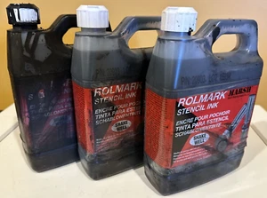 READ Lot/3 MARSH Rolmark Black STENCIL INK 1 Quart jug 20903 free shipping - Picture 1 of 2