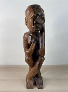 Antique Hand Carved Tribal Man Rosewood Hardwood 22” - Picture 1 of 4