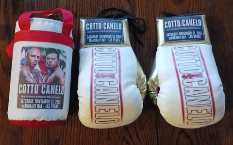 Cotto Canelo 2015 Las Vegas Souvenir Boxing Gloves & Heavy Bag WBC Cover