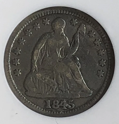 1845 Seated Liberty Half Dime. ANACS VF Detail. Breen 3039. V5 Cover