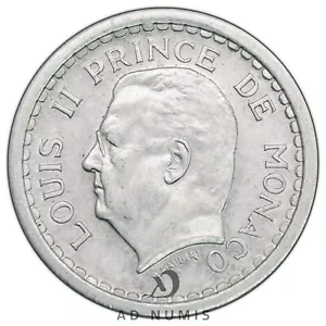 Monaco 1 franc 1943 Louis II SPL pièce de monnaie monégasque aluminium - Imagen 1 de 2
