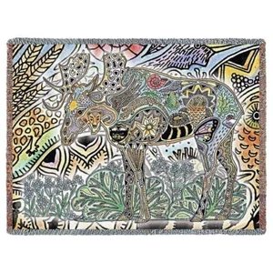 New Moose Bull Northwest Woven Cotton Afghan Throw Blanket Gift Native American - Picture 1 of 4