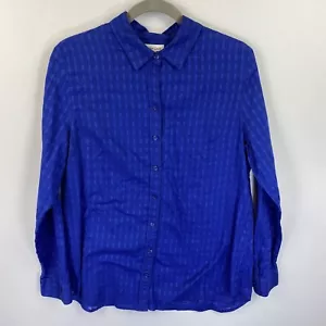 Coldwater Creek Blue Cotton Long Sleeve Button Down Casual Top 14 - Picture 1 of 13