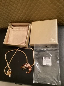 JTV Amira Al Massimo 18K Gold Over bronze Enamel Panther Pendant 18” Necklace - Picture 1 of 4