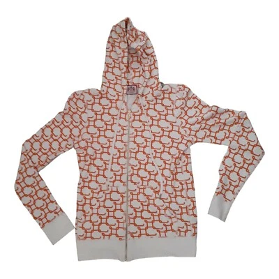 Sudadera con capucha Juicy Couture para mujer talla L Juicy Waffle naranja blanco geométrica Foto 1 de 4