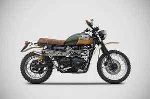 TRIUMPH SCRAMBLER 2015 2>1 FULL KIT EXHAUST BLACK GOLD EDITION ZARD ITALIA  - Picture 1 of 4