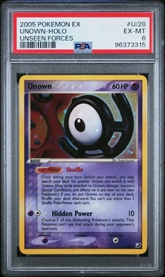 Pokemon Unown-Holo 2005 Pokemon Ex Unseen Forces #U/28 PSA 6 - Image 1 of 2