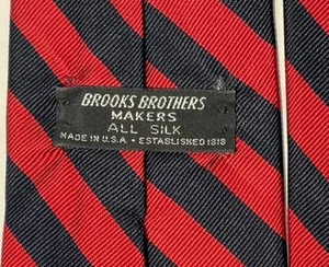 Vintage Brooks Brothers Makers Repp Silk Neck Tie Red Navy 58.5 x 3-3/8 - Picture 1 of 9