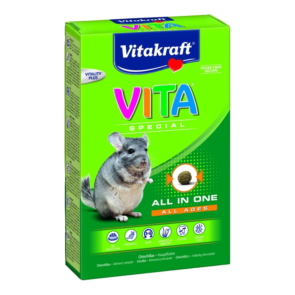 VITAKRAFT Vita Especial Todas las Edades (Regular) Chinchilla - 600 g - Alimento Roedor