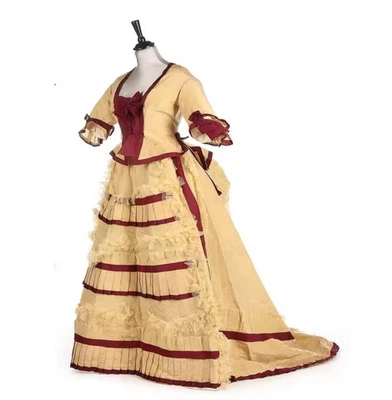 Vestido de novia victoriano histórico de la década de 1870 día eduardiano renacimiento Colonia Foto 1 de 4