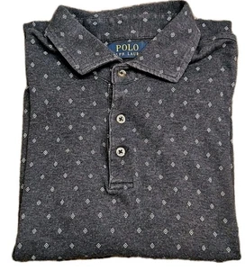 Polo Ralph Lauren Herren Poloshirt Large blau geometrisches Rautenmuster Freizeit - Bild 1 von 8