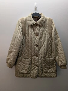 Vintage Aquascutum Jacket Size Large Beige Padded Quilted Nova Check Showerproof - Picture 1 of 10