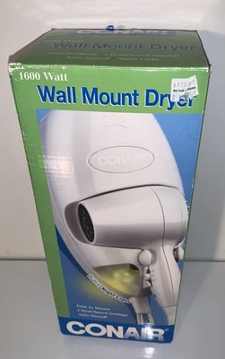 Conair 134W 1600 Watt Wall Mount Hair Dryer with Night Light, White - Plug In - Image 1 of 4