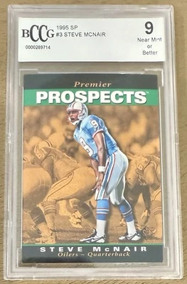 1995 SP Fútbol Steve McNair Lámina Premier Prospects Novato Calificado BCCG 9 Titanes Foto 1 de 2