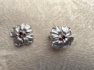 Pendientes Ariva flor turmalina rosa plata de ley - Imagen 1 de 5
