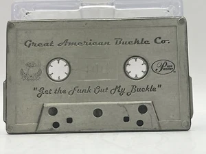 📼 80s 90s Pewter Cassette Tape Belt Buckle Great American Buckle Company 2004 - Picture 1 of 2