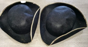 2 boys BLACK NEW PIRATE HATS GOLD TRIM HALLOWEEN PRETEND PLAY one size fits most - Picture 1 of 1