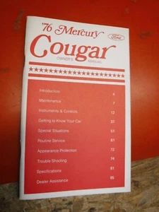 1976 MERCURY COUGAR ORIGINAL FACTORY OPERATORS OWNERS MANUAL - Picture 1 of 3