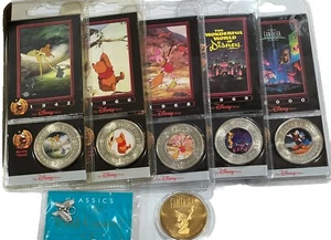 6 Disney Collectible Coin Bundle Bambi Pooh Fantasia  + 1 Disney  Pendant - Picture 1 of 18