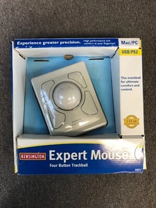 New Kensington Expert Mouse MAC/PC USB/PS2 Four Button Trackball 64217 Vintage - Picture 1 of 7