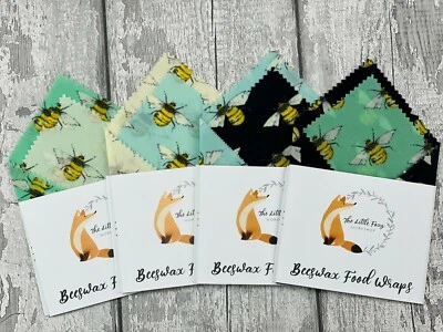 THE LITTLE FOXY WORKSHOP 🦊 Natural Reusable Beeswax Food Wrap -Size Large (30x30, 15x15 cm) Set Of 2