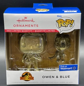 Hallmark 2022 Funko Pop Owen and Blue Jurassic World Christmas Ornament Chase - Picture 1 of 7