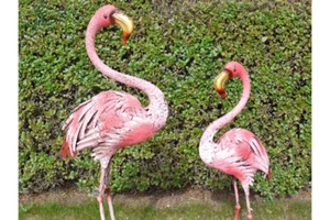 Flamingo Garden Ornament Metal Pond Feature Indoor Outdoor Use Large 100-120cm - Picture 1 of 5