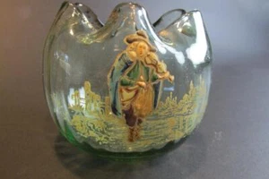 Bohemian Theodore Rossler Glass Victorian Rose Bowl Vase - Picture 1 of 5