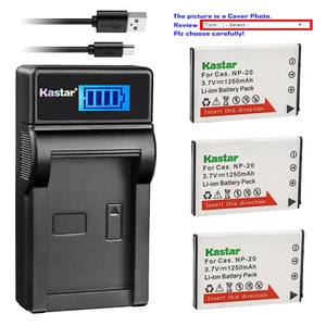 Kastar Battery LCD Charger for Casio NP-20 BC-11L & Casio Exilim EX-Z8 EX-Z60 - Picture 1 of 11