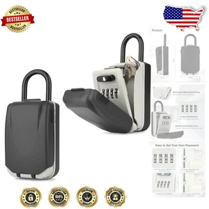 Freestanding Key Lock Box with Protective Cover - 4-Digit Code Safety for Homes - Picture 1 of 8