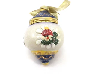Ornament Shaped TRINKET BOX Snowmen Christmas Holiday - Picture 1 of 10