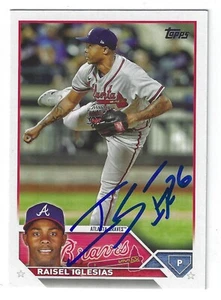 RAISEL IGLESIAS ATLANTA BRAVES SIGNED CARD LOS ANGELES ANGELS CINCINNATI REDS - Picture 1 of 1