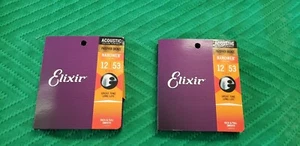 2-Pack Elixir Nanoweb Phosphor Bronze Light Gauge Acoustic Guitar Strings 16052 - Picture 1 of 1