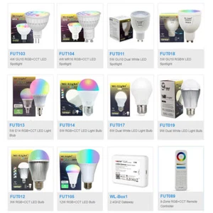 Miboxer 2.4G Led Bulb light MR16 GU10 E14 E27 Led Lamp 4/5/6/9/12W CCT RGB+CCT - Picture 1 of 32