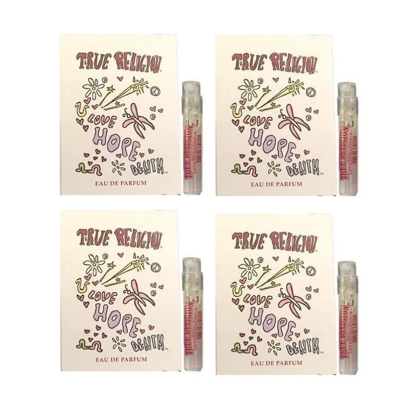 4 frascos de muestra Love Hope Denim True Religion para mujer 0,05 oz 1,5 ml edp spray nuevo Foto 1 de 1