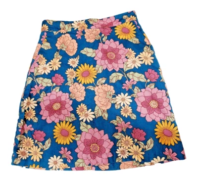 Modcloth X Princess Highway Skirt Womens 8 Floral Retro Mod Linen Cotton Medium - Image 1 of 4
