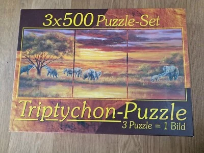 Triptychon Puzzle, Abendsonne In Afrika / Elefanten- 3x500 Puzzle Set, Artland  - Bild 1 von 3